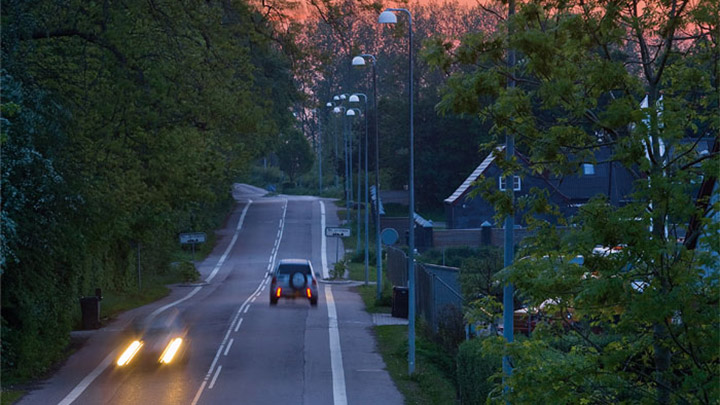 Straße in Holbæk mit Beleuchtung von Philips