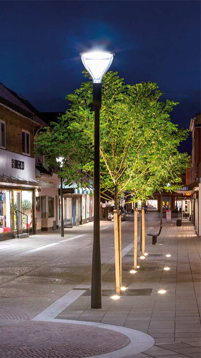 Die Metronomis LED Straßenbeleuchtung von Philips ist die perfekte Wahl für die Innenstadt von Næstved, Dänemark