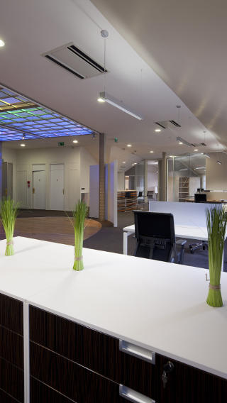 Le show-room d'Haworth, mis en lumière par une solution d'éclairage pour bureaux de Philips 