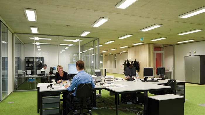 Dieses Büro auf dem Venco Campus wird durch eine gewerbliche Beleuchtungslösung von Philips beleuchtet