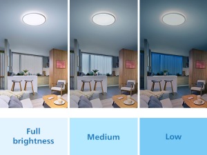 Effets de lumière dans une pièce avec une ampoule LED SceneSwitch Philips à l'aide de différents réglages de luminosité